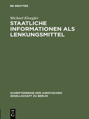 cover image of Staatliche Informationen als Lenkungsmittel
